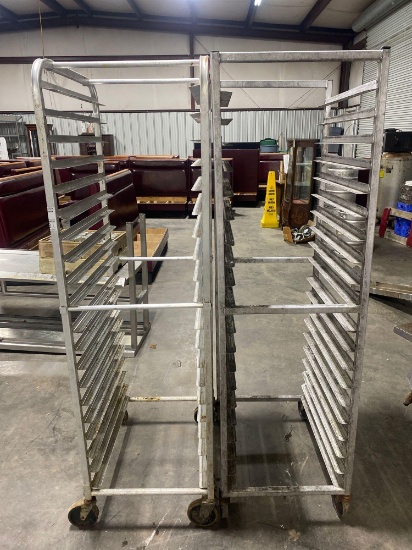 (2) Stainless Rolling Pan Racks