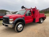 2008 Ford F-450 4x4 Service Truck with Crane, VIN # 1FDXF47Y48EA13487