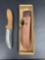 Elk Ridge Wooden Handle Fixed Blade Knife and Leather Sheath
