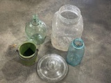 Misc. Glass Jars and Wooden Bucket