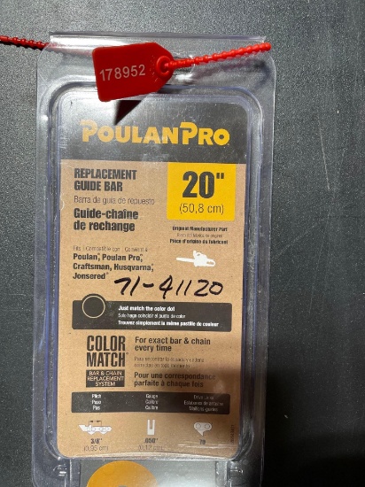 NEW Poulan Pro 20 inch Replacement Guide Bar
