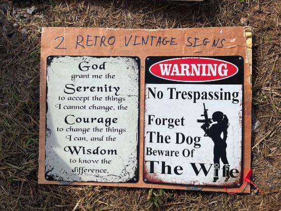 (2) Retro Vintage Signs