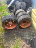 (4) Solid Skid Steer Wheels and Tries