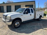2005 Ford F-350 4x4 Service Truck with Crane, VIN # 1FDWX37P55EB97537