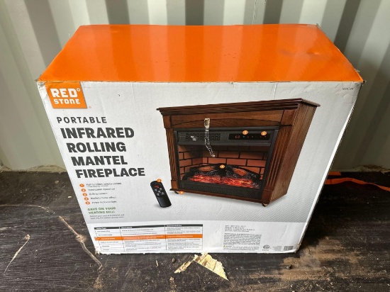 Portable Rolling Mantel Fireplace