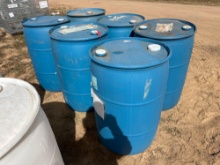 (6) Blue 55 Gallon Plastic Drums