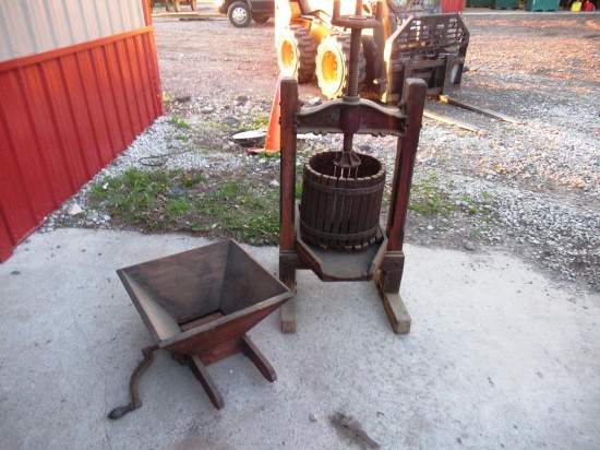 Antique Wine Press with Grinder