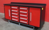 NEW 7' 10 Drawer Work Station Red