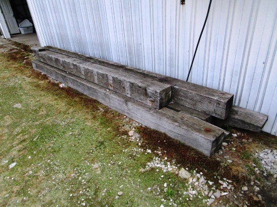 Lot of 5 Vintage Solid Oak Barn Beams - NO RESERVE