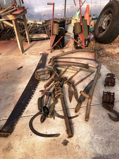 Large Lot of Antique Farm Tools & Primitives