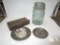 Lot Including Atlas, Jar, Silver Plate Dishes and Antique Wooden Box