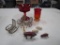 Lot with Vintage Dollhouse Furniture, Ruby Red Candy Dish, Amberina Glass