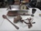 Lot of Antiques, including Silver Plate Chalice, Apple Peeler, Kitchen Scale & Ash Shovel