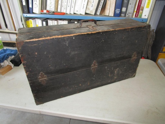 Antique Wooden Carpenter Tool Box w/Complete Set of Tools