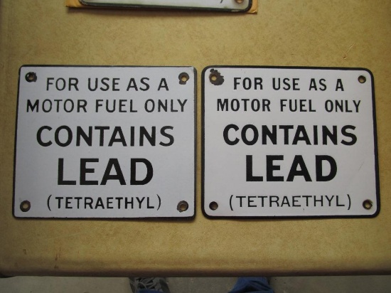 Lot of 2 - Repo Lead Gas Pump Signs