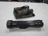 Army flashlight and cammo binoculars