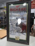 25 in. Miller beer mirror with wolves