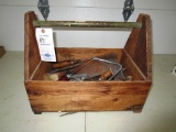 Vintage Folk Wood Tool Box with Tools