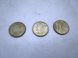 Lot of 3 - 1921, 1921D & 1921-S Morgan Silver Dollars
