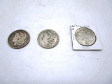 Lot of 3 - 1884, 1885 & 1921 Morgan Silver Dollars