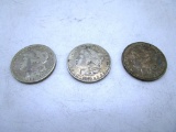 Lot of 3 - 1891, 1891-O & 1892 Morgan Silver Dollars