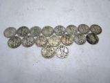 Lot of 17 - Walking Liberty Half Dollars, Various Years 1917-1939