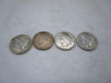 Lot of 4 - (3) 1923 & (1) 1924 Peace Dollars