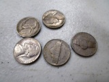 Lot of 5 - 1947-S Nickels
