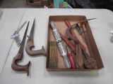Lot of Tools with Saws, Corn Knife and Lead Mold
