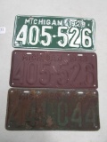Lot of 3 - 1928 Michigan License Plate, One Pair