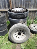 Lot of 6, 8 Lug Trailer Wheels and Tires