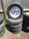 Lot of 5, 5 Lug Trailer Wheels and Tires