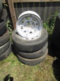Lot of 4, 5 Lug Trailer Wheels and Tires