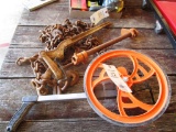 Lot of Misc. Tools including Measuring Wheel & Chain Binder