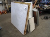 Lot of Peg Board, Metal Shelving, Metal Stand, Metal Frames