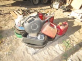 Pallet of Gas Cans & Oil Drain Pans