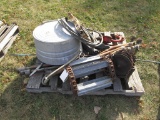 Pallet with Chain Fall, Barrel Pump & Hydraulic Line