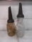 104-5 Lot of 2 Vintage Glass Oil Bottles