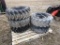 113-21 Lot of 5 Skid Steer Rims and Tires 10-16.5's 8 Lug