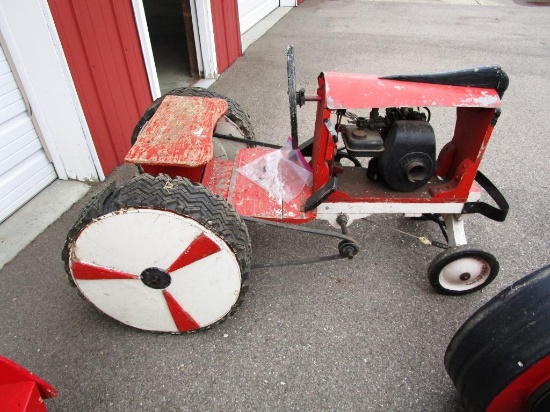 110-15 Vintage Folk Art Wooden Gas Power Ride on Tractor