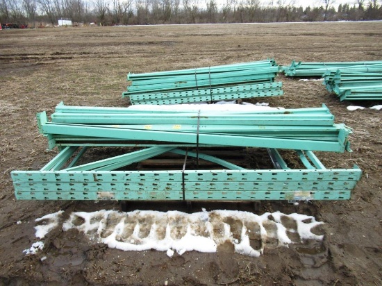 113-3 Lot of Pallet Racking - (3) Uprights, (12) 8' Rails