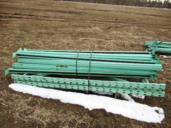 113-4 Lot of Pallet Racking - (3) Uprights, (18) 8' Rails