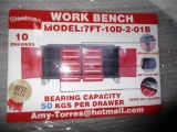 118-44 NEW 7' 10 Drawer Red Work Bench