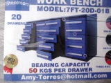 118-47 NEW Blue 7' 20 Drawer Work Bench
