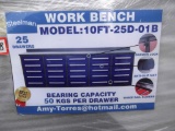 118-55 NEW Blue 10' 25 Drawer Work Bench