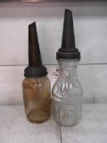 104-5 Lot of 2 Vintage Glass Oil Bottles