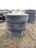 113-22 Lot of 3 Truck Tires and Rims 245-70 R19.5
