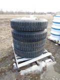 112-1 Lot of (4) 22.5 Stud Pilot Rims and 10R-22.5 Tires