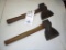 129-50 Lot of 2 Hewing Hatchets - Fulton Tool and Unknown