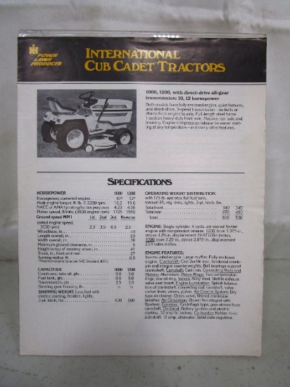 156-3 Cub Cadet 1000/1200 Dealer Spec. Sheet